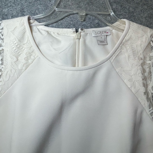 J. Crew Ivory Lace Cap Sleeve Sheath Dress with Pockets Size 2 - Picture 2 of 5